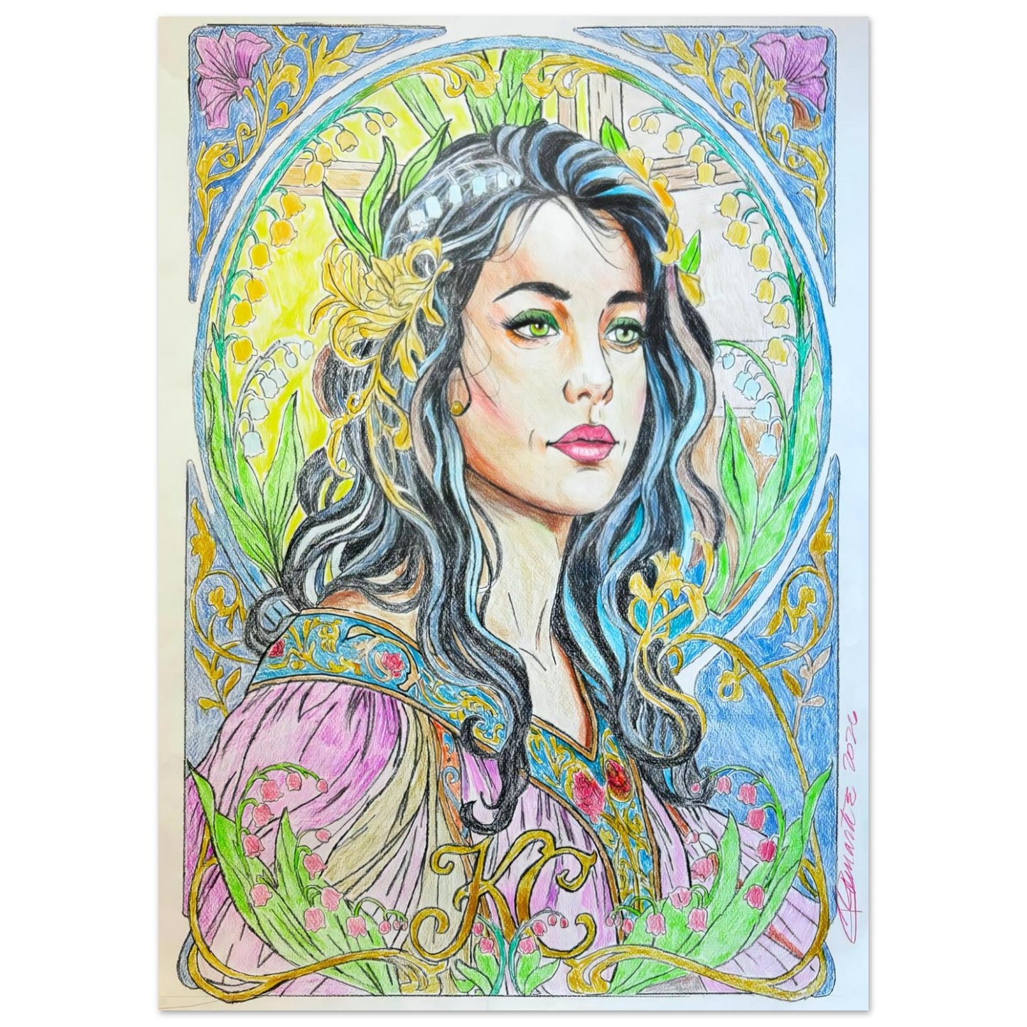 ALPHONSE MUCHA STYLE ILLUSTRATION FINE ART PRINT BY KEVIN CROMARTIE