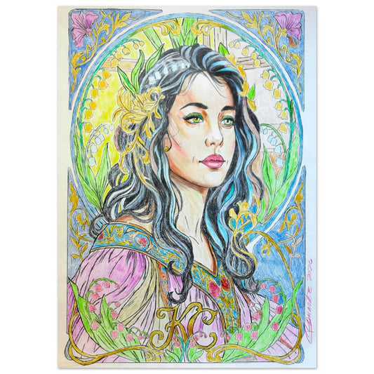 ALPHONSE MUCHA STYLE ILLUSTRATION FINE ART PRINT BY KEVIN CROMARTIE