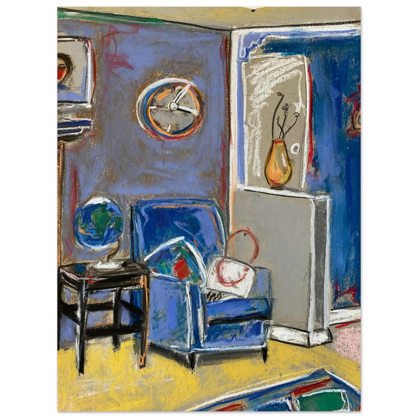 BLUE CHAIR PASTEL FINE ART PRINT BY SOPHIA CROMARTIE