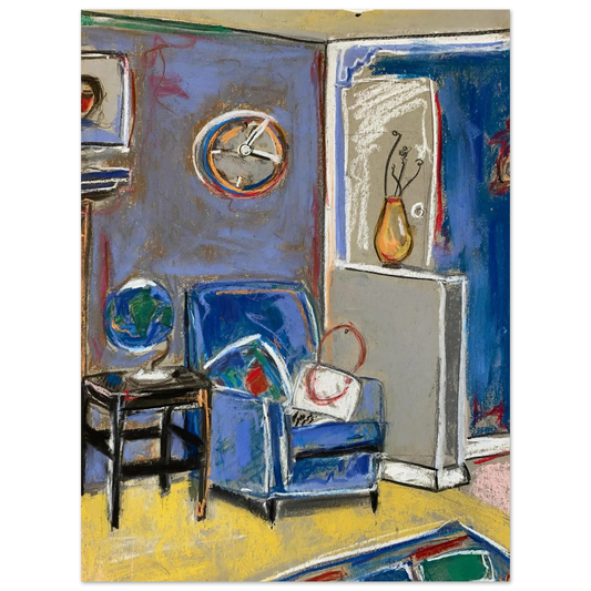 BLUE CHAIR PASTEL FINE ART PRINT BY SOPHIA CROMARTIE